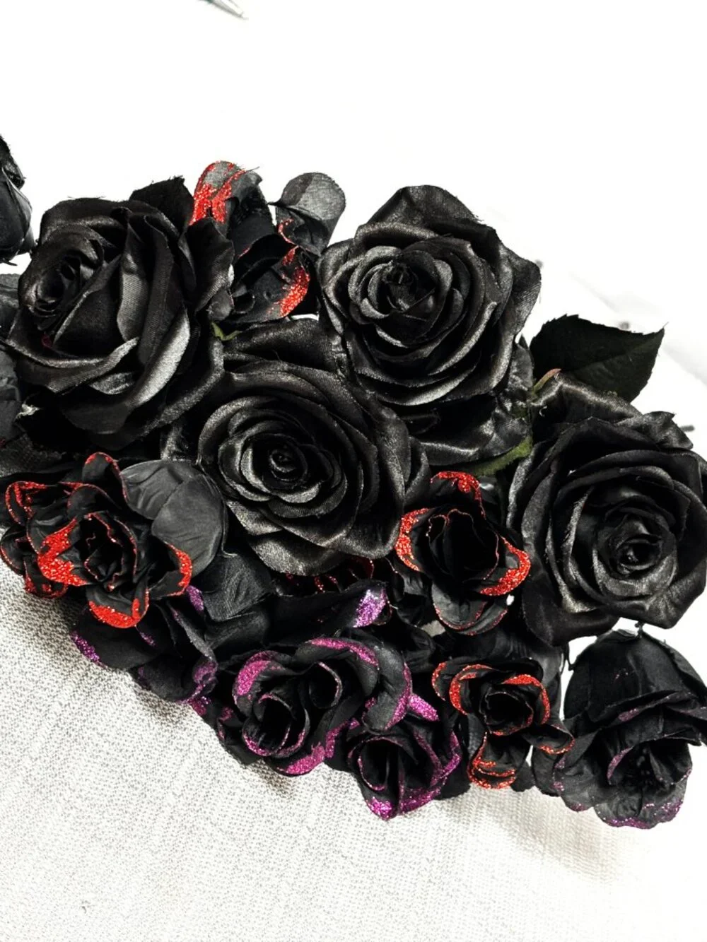 Black Silk Stem Roses Assortment – quantity 17 NWT